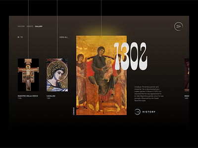 Art Gallery - Fluid Timeline Experience art art gallery dark dark theme dark ui design fluid minimal modern modern slider slider ui uidesign unconventional ux