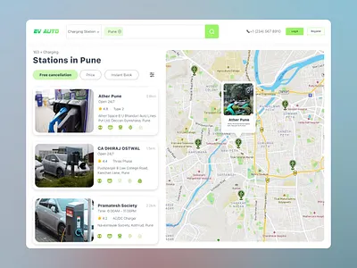 EV Charging Station Web Application animation charging station electric car electric vehicle ev find charging station interaction design motion graphics ui ui design ux