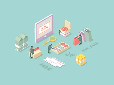 Online shopping 3d app buy commercial delivery illustration internet isometric marketing mobile online order retail service shop shopping store technology vector web