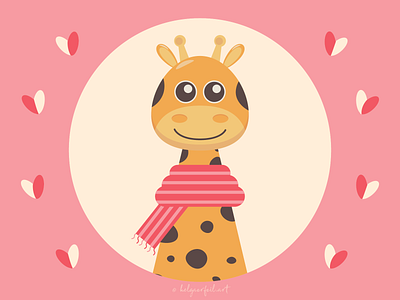 giraffe in a cute scarf animals cute flat giraffe illustration vector