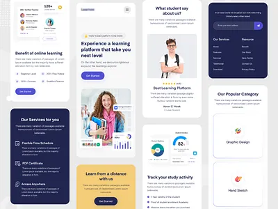 E-Learning Landing Page - Mobile Responsive app app design e learning learning platform mobile app mobile version mobile view online education online learning popular shot responsive responsive web responsive website teaching virtual class web app