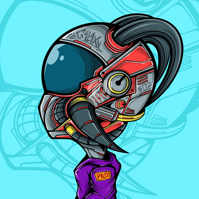 THE PILOT art astronaut character digital illustration doodle future galaxy icon illustration vector
