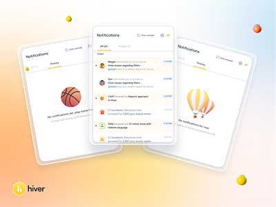 Hiver notifications and empty screens dailyui design empty screen figma illustration mobile ui ui uidesign uiux