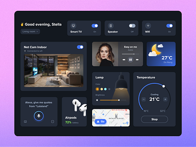 Smart Home Dashboard control panel darkmode dashboard device home inspiration light livingroom smart smarthome ui ux
