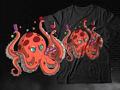 Gambling Octopus adobe photoshop art branding cartoon character design graphic design illustration mascot merchandise tshirt vector