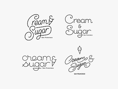 Cream & Sugar (b&w version) bauhaus branding calligraphy custom deserts design graphic design handwritten hip icecream identity illustration logo logodesigner logotype modern monoline sanfrancisco script sugarcream