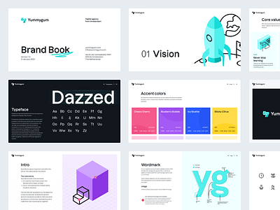 Yummygum Brand Book brand brand book brand guidelines brand identity branding corporate identity deck guidelines icons illustrations logo slides typography visual identity