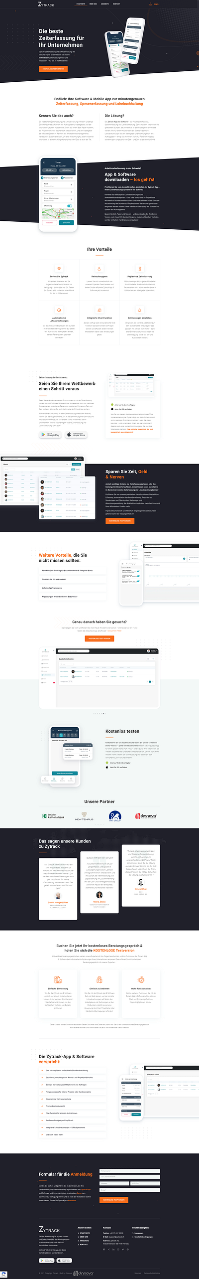 Time-tracking web & mobile app saas website web design wordpress