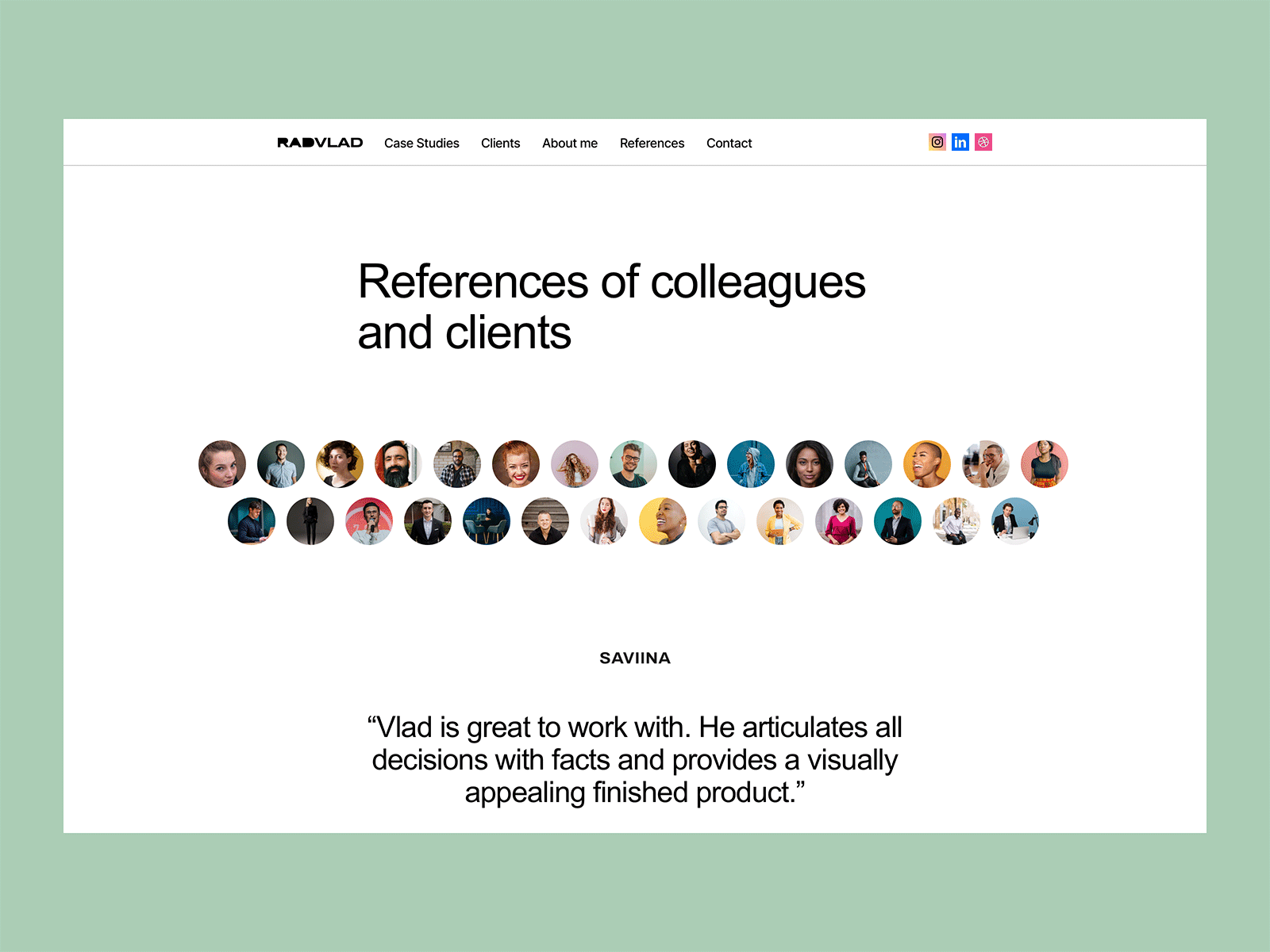 Portfolio Site - Testimonials & Reviews Webpage agency clean client design digital freelance layout minimal portfolio profile profiles ratings review reviews studio testimonials ui ux web website