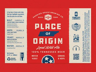 Place of Origin beer bottle label brewing craft beer hops label design local nashville tennessee texture typography vintage