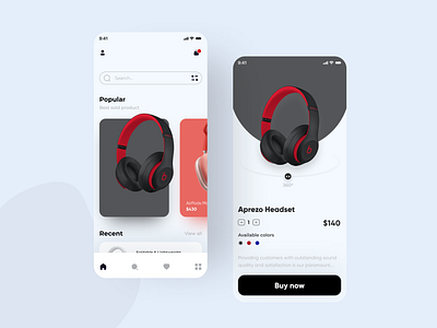 Wireless Headset Shop App 360 app app app design app ui bestuidesign ecommerce app headset minimal mobile music online shop ui ui design ux wireless