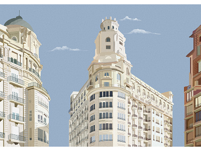 Valencia adobe architecture artwork building city drawing illustration photoshop