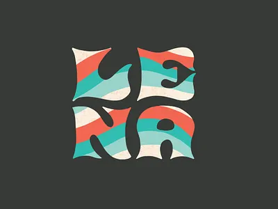 Lena 1970s 70s lettering block lettering blockletter branding cream groovy hand drawn hand lettering illustration lena lettering name pattern pattern lettering psychedelic stripes teal typography wavy