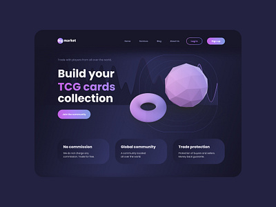 TCG Cards Market Landing Page UI design gradient landing page website