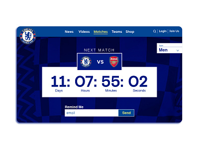 Daily UI #014 - Countdown Timer branding challenge chelsea fc countdown daily ui design football graphic design sport ui ux web