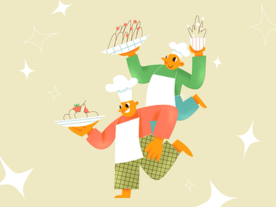 Happy Cooking Men adobe illustrator agency character concept illustration landing page vector