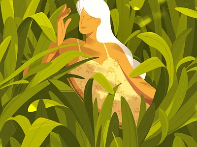Le Jardin 2d animation character design garden girl green illustration leaves motion plant shape texture vector women
