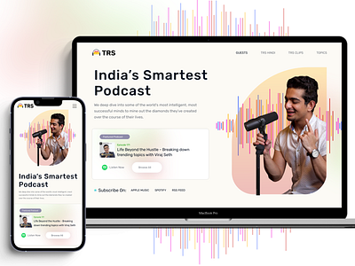 Podcast Website UI hero section landing page podcast ui web design