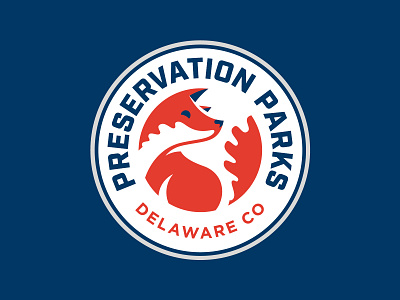 Preservation Parks of Delaware County badge branding circle fox illustrator leaf logo metro outdoor park patch vector