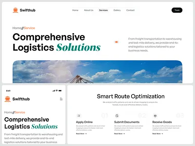 SwiftHub – Comprehensive Logistics Services UI/UX Design design interface product service startup ui ux web