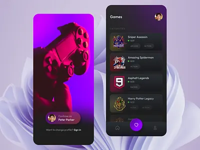 Games Library app clean ui game neumorphic product design ui