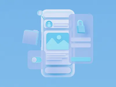 Visualization of a mobile app 3d app blender clay design glassmorphism illustration isometric low poly mobile app myanmar neumorphism simple ui