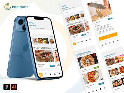 COCINAPP - Cooking mobile APP UI UX app branding colors design figma gradient logo mobile shoot ui ux