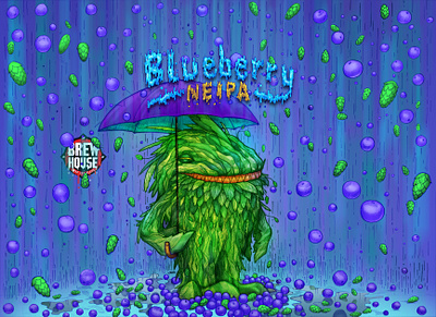 Blueberry NEIPA character design digitalart illustration label design packaging