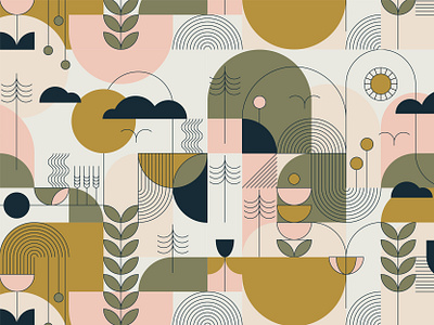 Fin&Friend Brand & Pattern Design abstract adobe brand identity branding brandpattern design eco design flat geometric graphic design illustration illustrator pattern design surfacepattern vectorillustration