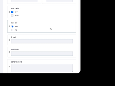 Drag and drop interaction in a form builder drag and drop form interaction motion ui ux vue web