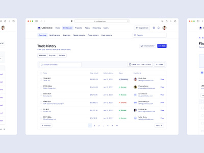 Trade history — Untitled UI brokerage coinbase dashboard design system figma filters minimal minimalism navigation table tables ui kit wealthsimple web app