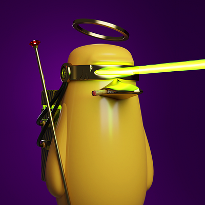 Holy Supreme Laser Pengu 3d character design crypto nft
