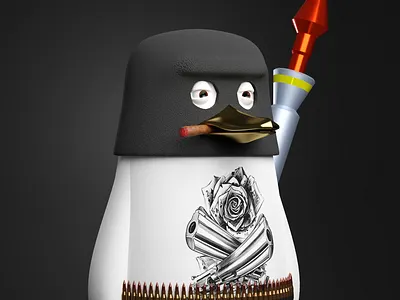 Mobster Pengu 3d character design crypto nft