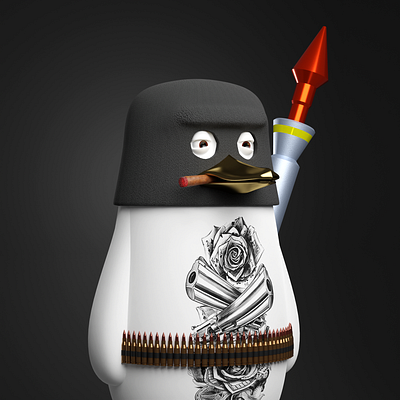 Mobster Pengu 3d character design crypto nft