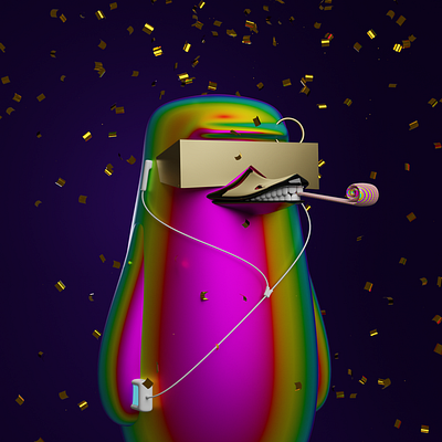 Party Pengu 3d character design crypto nft