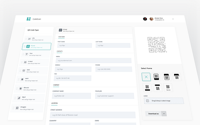 qr code generator concept generator qr code sectioned ui