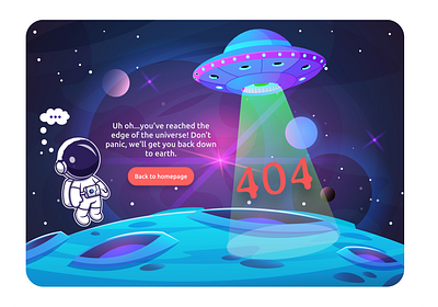 #DailyUI Challenge 008: 404 Page 404page app branding colorgradients dailyui dailyui008 dailyuichallenge design figma glassmorphism icon illustration logo lostinspace space spaceman ufo ui ux vector