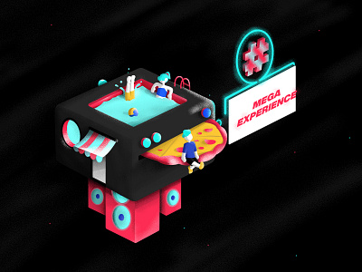 TikTok Illustrations asteroid illustration kiosk mall mobile rocket shopping space tiktok ui desgin vector