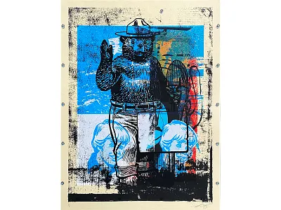 Smokey Monoprint illustration print screenprint