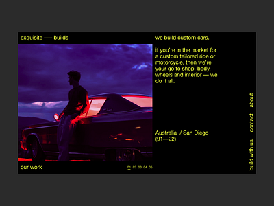 Custom cars black bright car clean content dark design figma green interaction mobile night rwd swiss type ui ux web white yellow