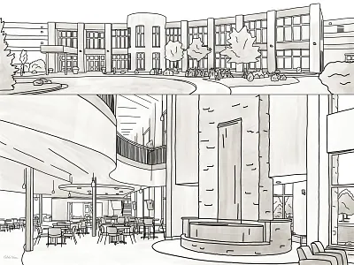 Church Home architecture building church contour drawing custom drawing digital illustration illustration interior monochrome procreate watercolor