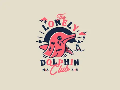 The Lonely Dolphin Club badge badge design blue design dolphin florida graphic design illustration miami pink tropical vector