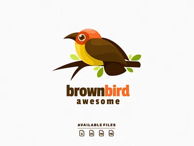 brown bird logo animal animation bird branding cute design flat illustration logo vector