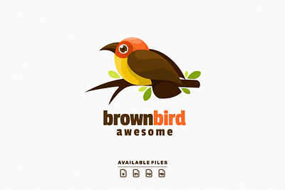 brown bird logo animal animation bird branding cute design flat illustration logo vector