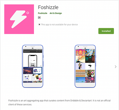 Foshizzle aggregator android artist artists coder developer deviantart dribbble indie interfaces materialdesign ui