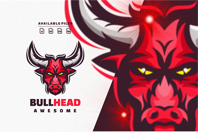 bull head animation branding bull design esport flat game illustration logo vector