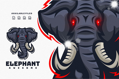 elephant animation branding design elephant esport flat game illustration logo vector