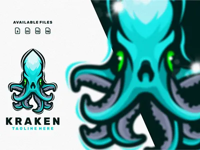 kraken animation branding design esport flat game illustration kraken logo vector
