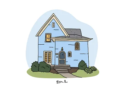 The Blue House blue contour drawing custom drawing digital illustration flat home house house drawing illustration procreate