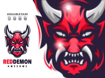 red demon animation branding demon design esportlogo flat game illustration logo vector